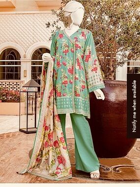 J dot Floral sea green 3-Piece Suit